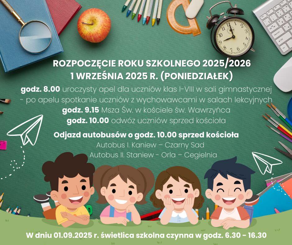KOMUNIKAT – ROZPOCZĘCIE ROKU SZKOLNEGO