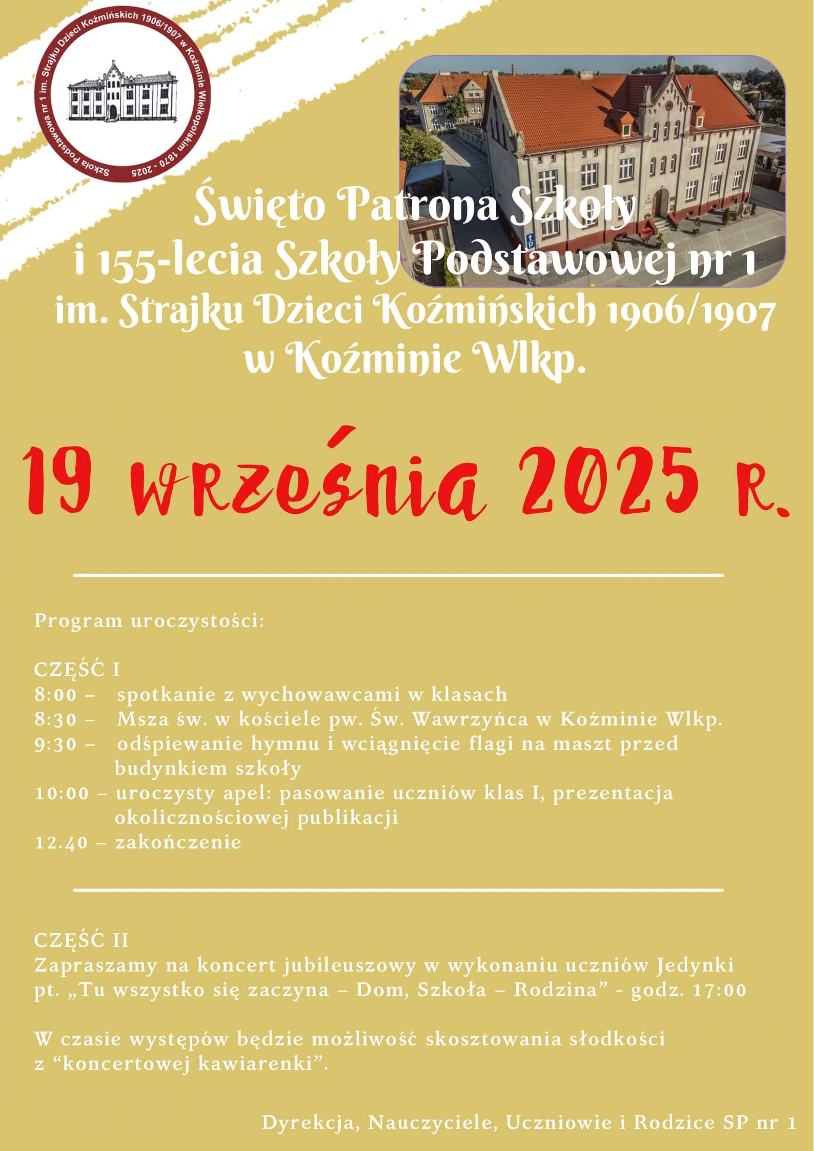 ŚWIĘTO PATRONA SZKOŁY I 155-LECIE SZKOŁY